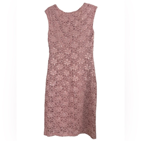 Connected Apparel Pink Lace Dress Sleeveless Cowl Neck - Picture 3 of 6